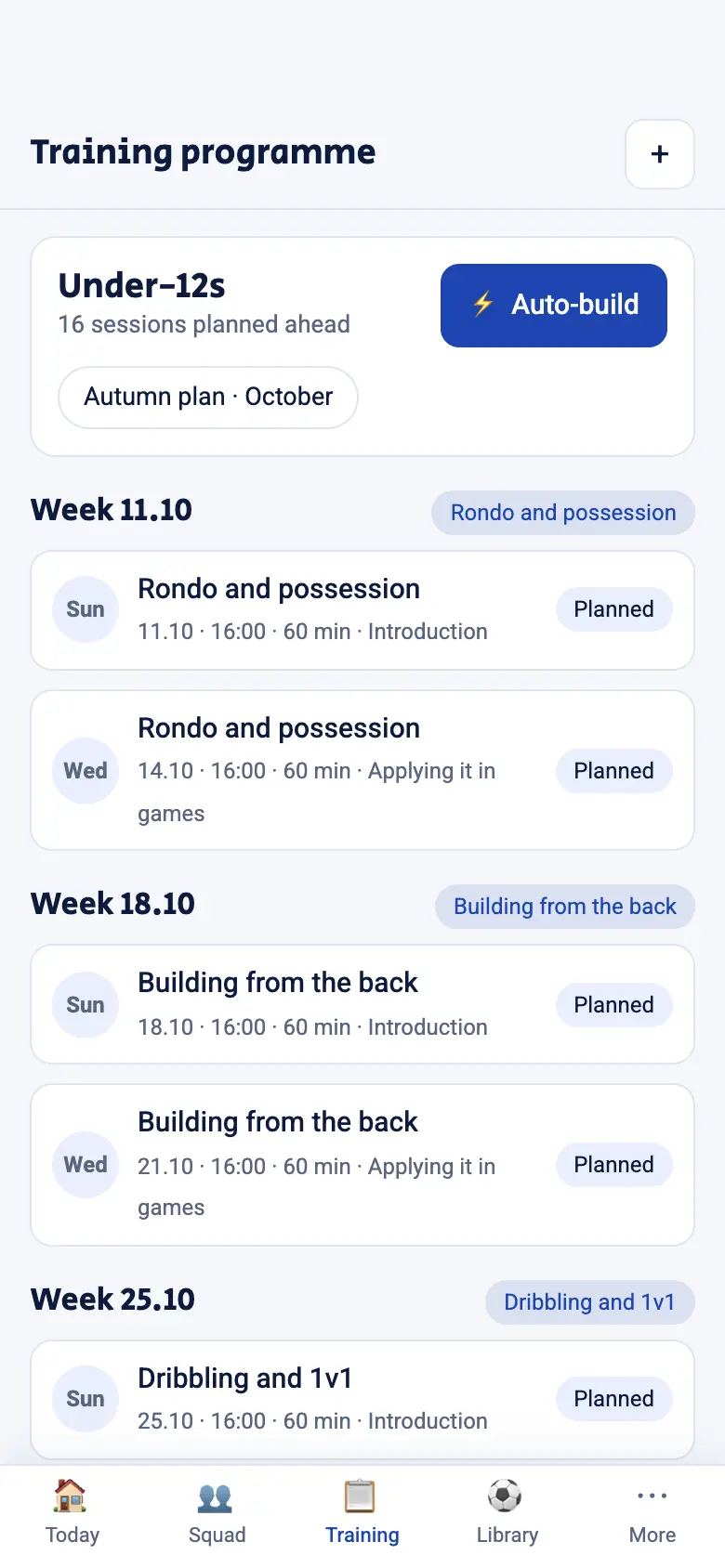 A training plan in SINAI Club